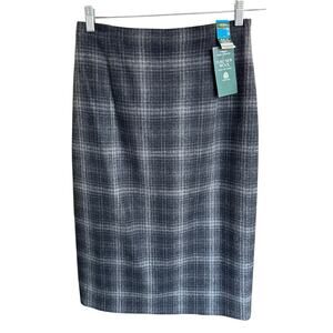 Vtg 90s St Michael From Marks And Spencer Pure Wool Penci Skirt Sz 14 Gray Plaid